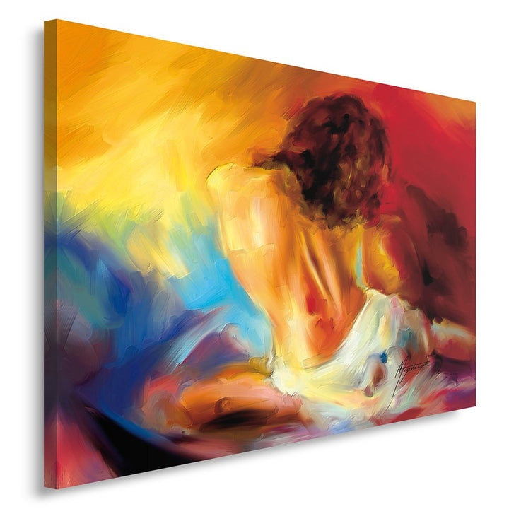 Feeby, Leinwandbild, Bilder, Wand Bild, Wandbilder, Kunstdruck 80x120cm, Frau, LOCKIGES Haar, AKT, R