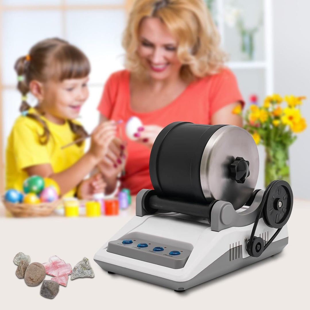Steinpolierer mit 7-Tage-Timer, Komplettset inkl. Schleifkörner, Rohsteine &amp; Schmuckzubehör, leiser