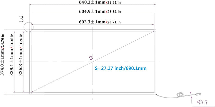 Deyowo 27 Zoll Infrarot-Touchscreen-Rahmen, IR-Touchscreen-Overlay, Touchscreen-Panel, Freier Treibe