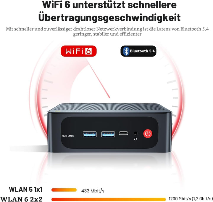 Beelink SER5 MAX Mini PC, AMD Ryzen 7 5800H, 8 Kerne, 16 Threads bis zu 4,4 GHz, 16 GB RAM, 500 GB S
