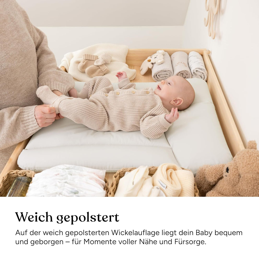 Ehrenkind® Abwaschbare Wickelauflage - Hygienisch, Sicher und Vielseitig in Beige | Wickelauflage 50