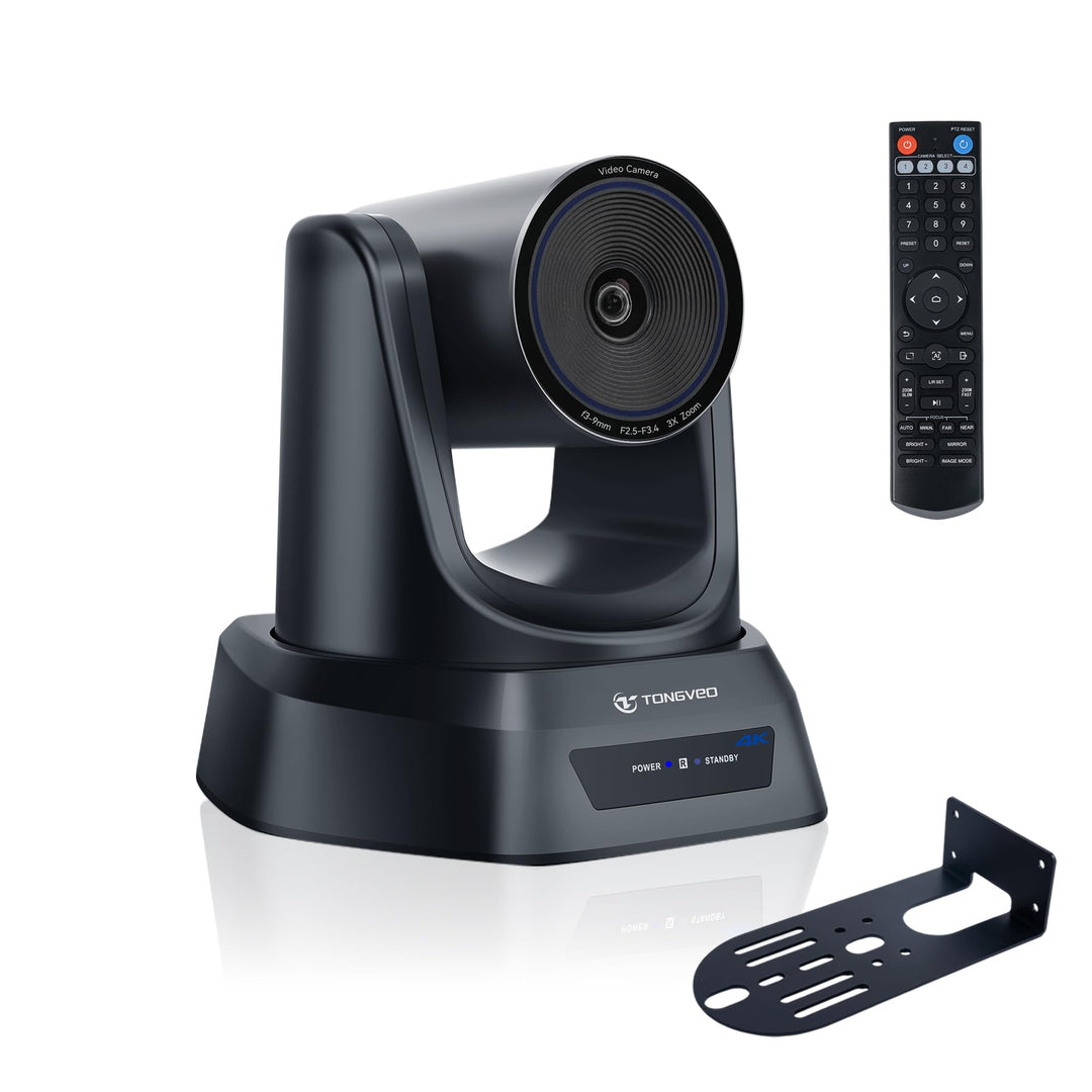TONGVEO 4K PTZ-Konferenzkamera, KI-Auto-Tracking, 3X optischer Zoom, HDMI/USB 3.0, 93°-Weitwinkel fü