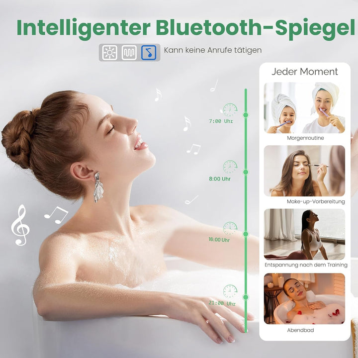 S'bagno Badezimmer-Spiegel-mit-Beleuchtung 80x80cm, LED-Badspiegel-mit-Beleuchtung, Bluetooth, Entfo