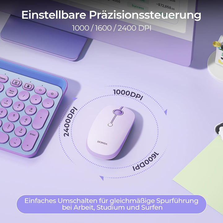 seenda MOU001 Bluetooth Maus, USB + Dual-Bluetooth 3 Geräte Verbindung, Maus Kabellos mit 3 DPI-Stuf