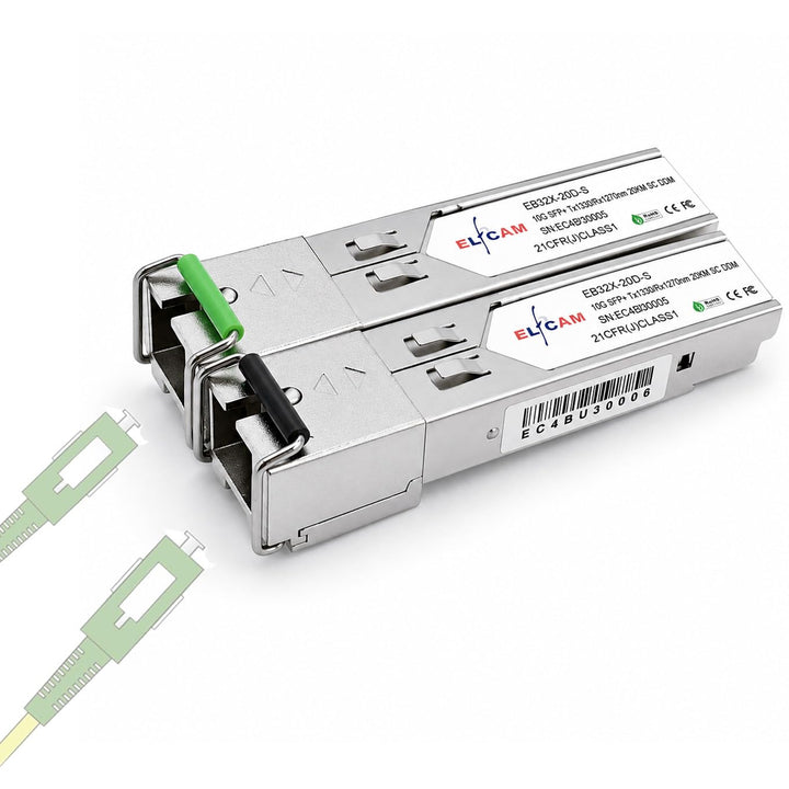 Elfcam® - 1 Pair 10G SFP+ Transceiver Bidi-Modul, TX1270nm / RX1330nm und TX1330nm / RX1270nm, LWL-P