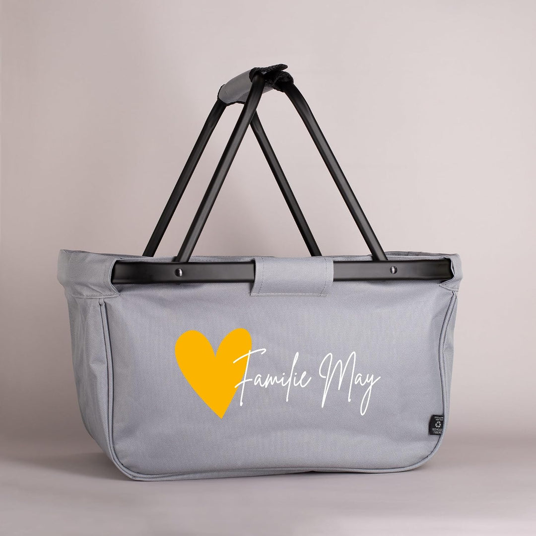 Herz &amp; Heim® Einkaufskorb personalisiert/faltbar/modernes Design/Geschenk-Idee für Jedermann (Herz),