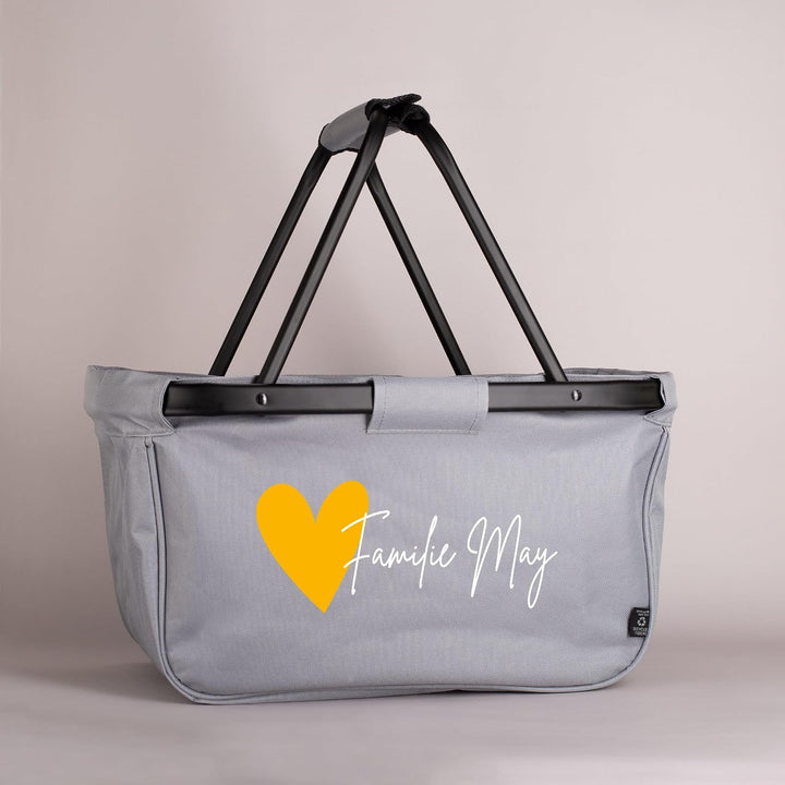 Herz &amp; Heim® Einkaufskorb personalisiert/faltbar/modernes Design/Geschenk-Idee für Jedermann (Herz),