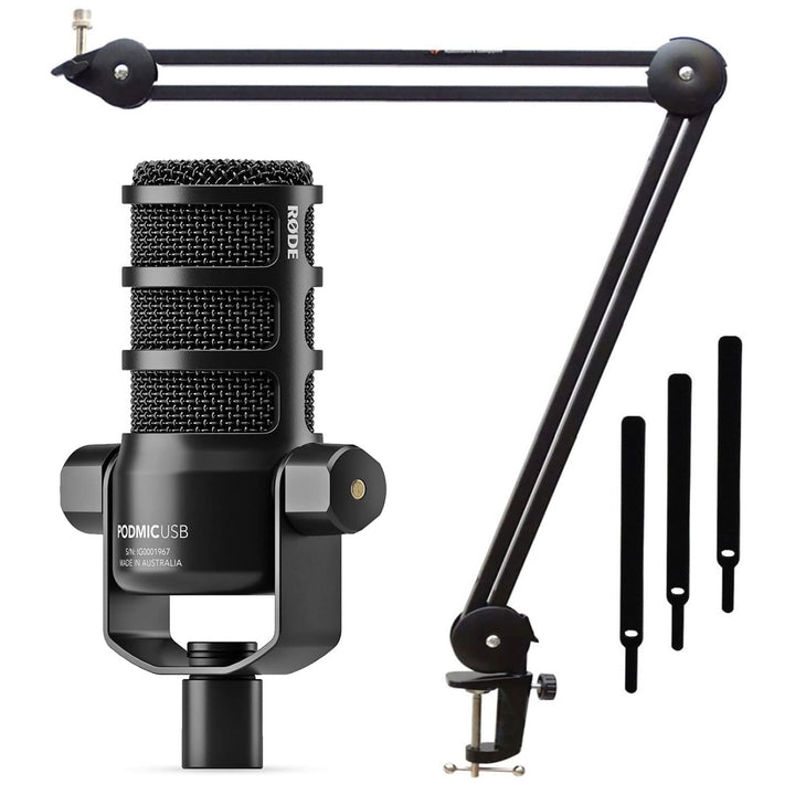 Rode Podmic USB XLR Sprecher-Mikrofon + keepdrum MS138 Gelenkarm Stativ Schwarz Podmic USB Schwarz,
