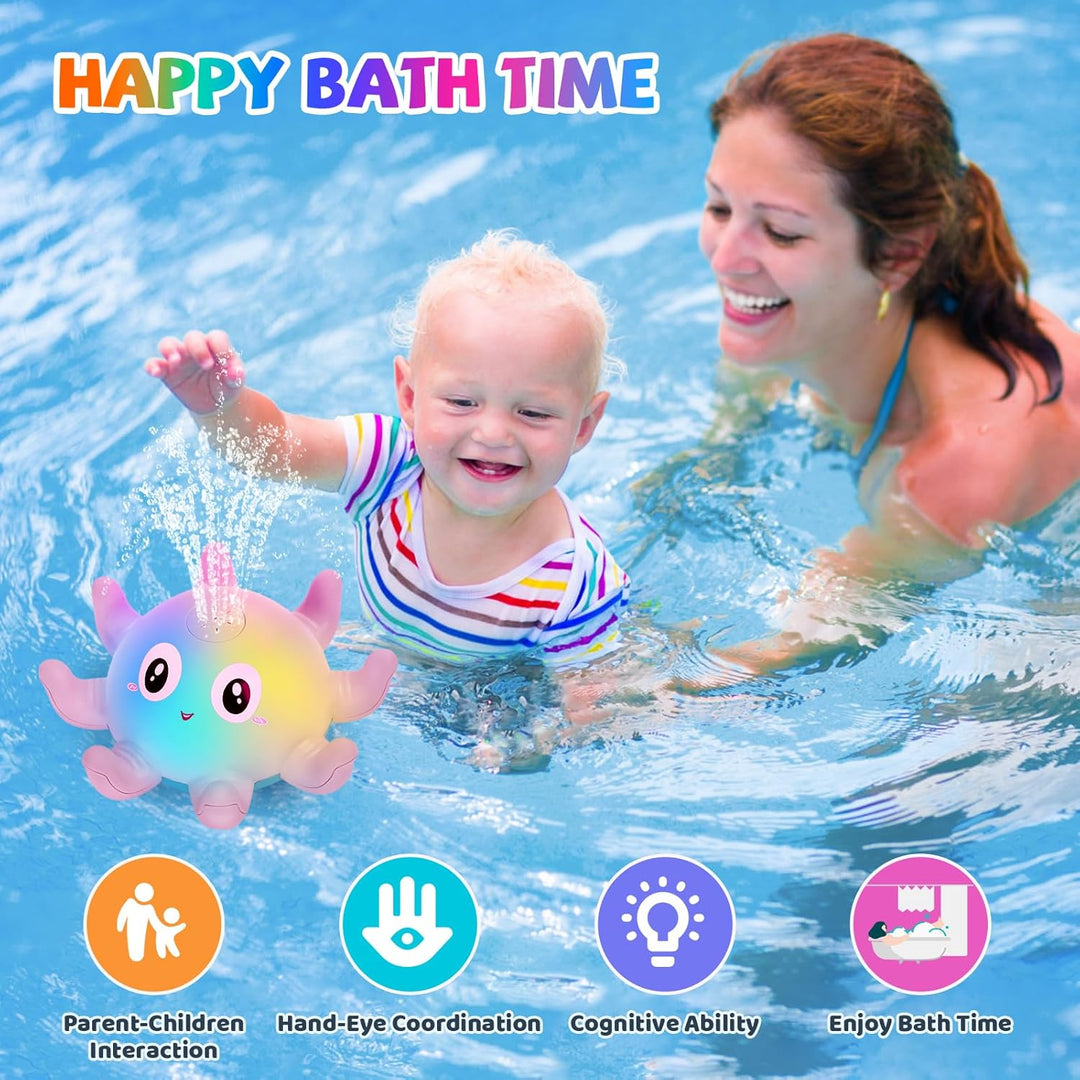 Badewannenspielzeug, Oktopus Spray Wasserspielzeug mit Licht, Badespielzeug Baby Badewann Spielzeug