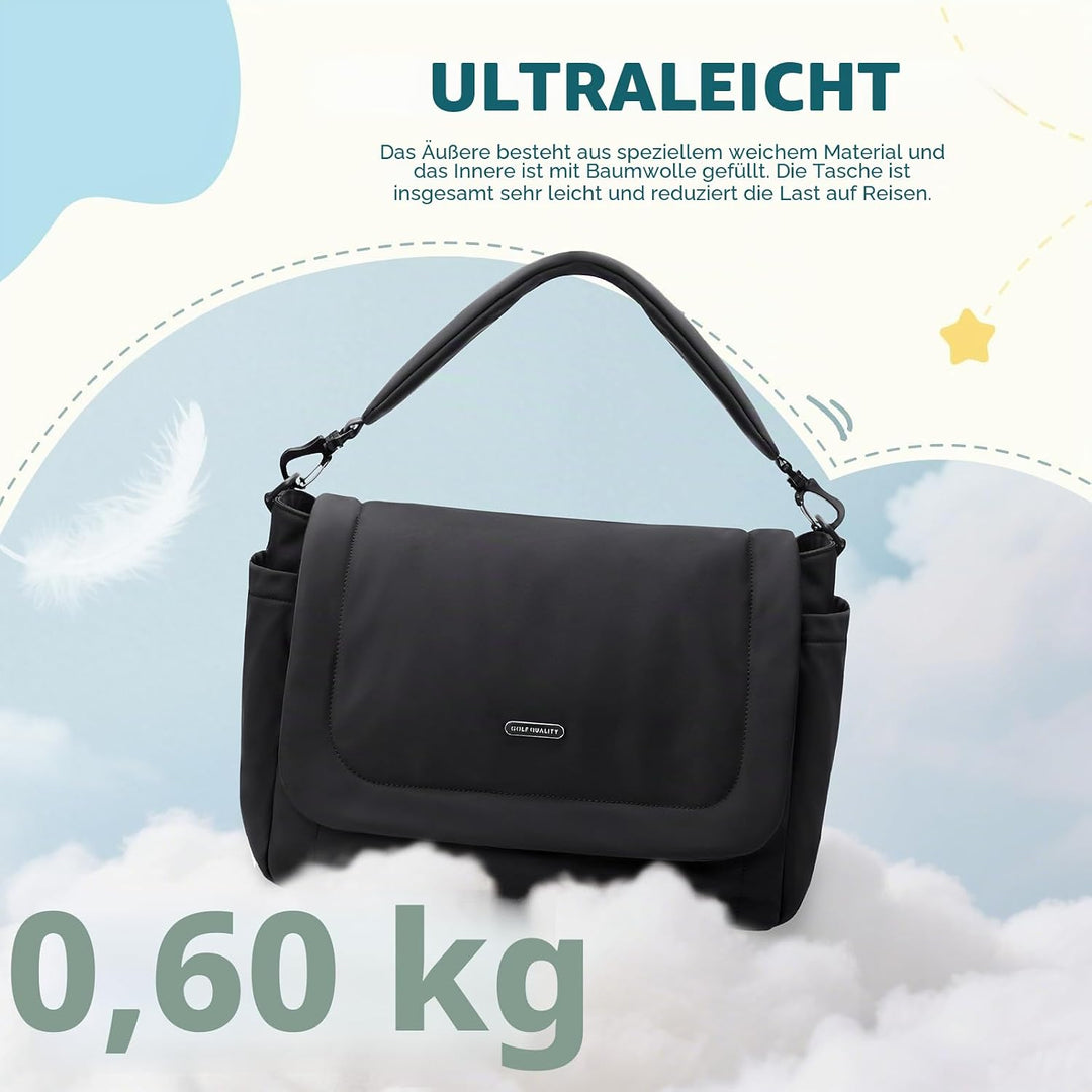 Puffer Wickeltasche, 22 L, grosses Fassungsvermögen, Baby-Wickeltasche, Reisetasche, Umhängetasche,