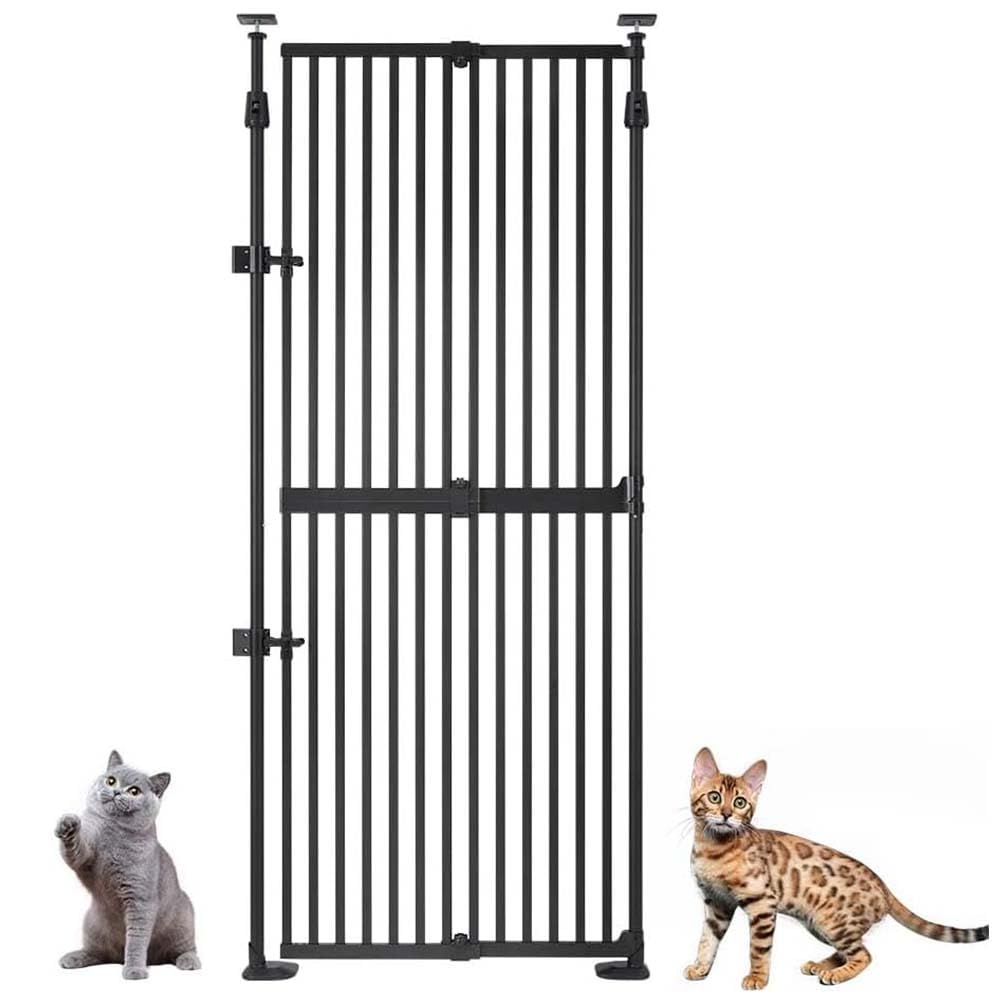 unipaws 190 cm extra hohes Katzengitter Tür, verstellbares Haustiertor mit engem Spalt, 3 Stützstang