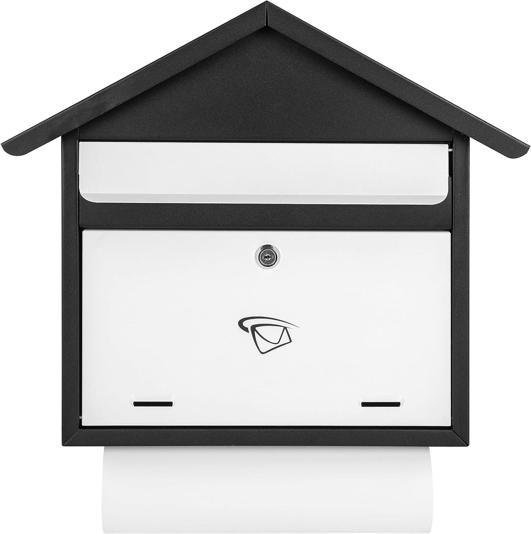 ADGO Modern Black &amp; White Edition Stylisch Briefkasten 500 mm x 370 mm x 110 mm Wandmontiert Wasserd