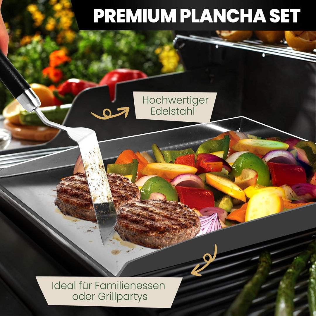 Edelstahl Plancha Grillplatte-Grillplatte für Gas & Kohlegrill -Grillzubehör Geschenk für Männer