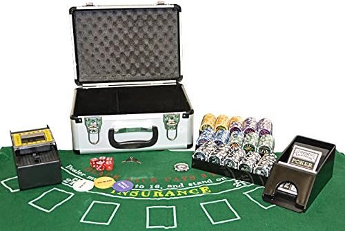Pokerkoffer Deluxe Pokerset mit 300 Ocean Champion Chips mit viel Zubehör Kartenmischer Kunststoffka