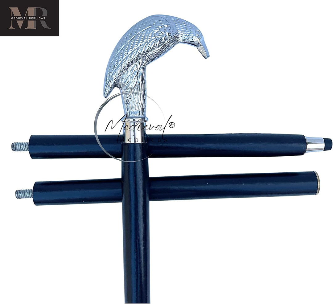 Historical Emporium Herren Gehstock Raven Fashion Einheitsgrösse Silber, Einheitsgrösse Silber