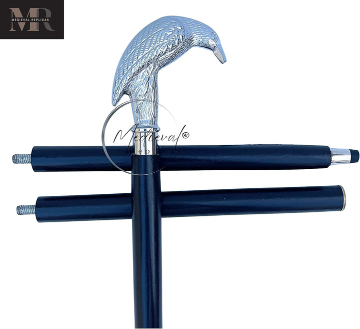 Historical Emporium Herren Gehstock Raven Fashion Einheitsgrösse Silber, Einheitsgrösse Silber