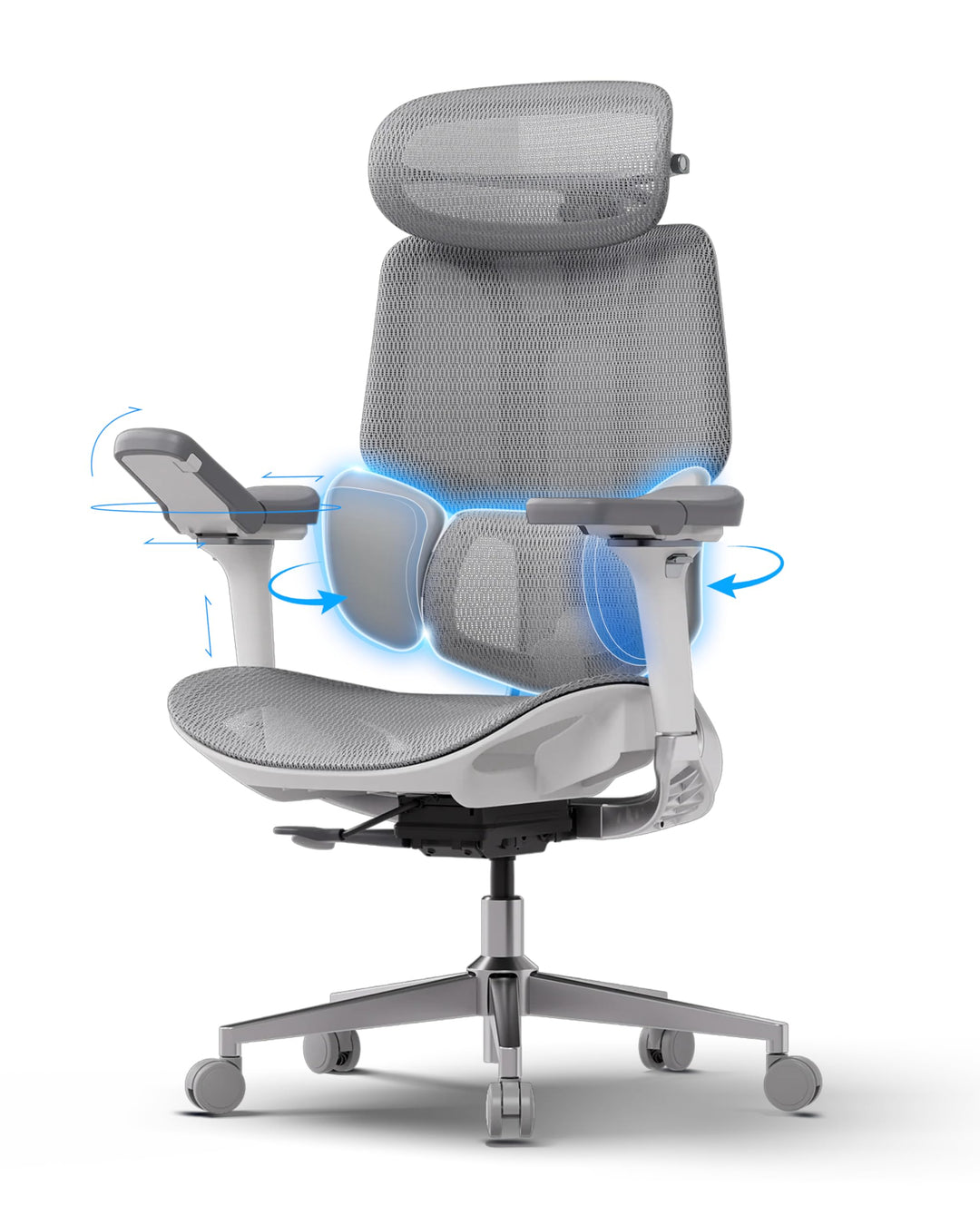 Hbada Ergonomischer Bürostuhl E3 Pro • 3-Zonen Lendenstütze (Weiss) Pro-weiss, Pro-weiss