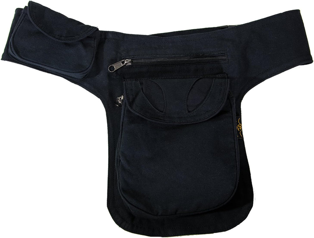 Kunst und Magie Goa Schulter-Bauchtasche Gürteltasche Hippie Psy Black / Schwarz, Black / Schwarz