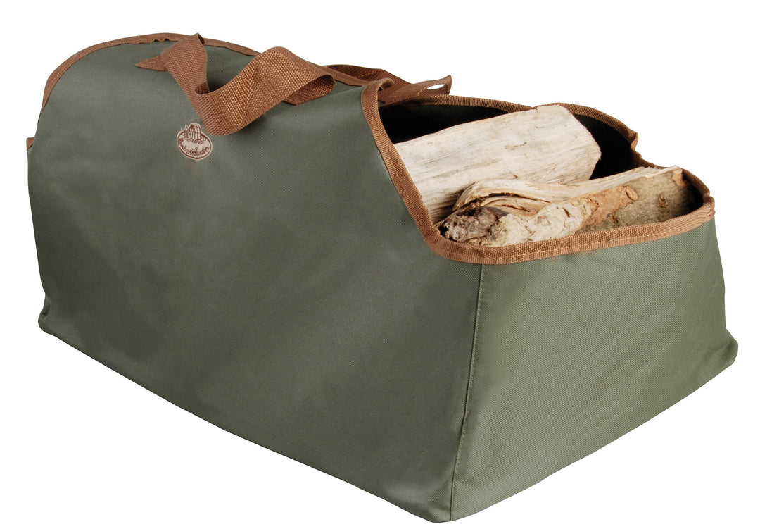 Esschert Design Kaminholz-Tragetasche, Brennholztasche in grün, ca. 59 cm x 40 cm x 39 cm Single