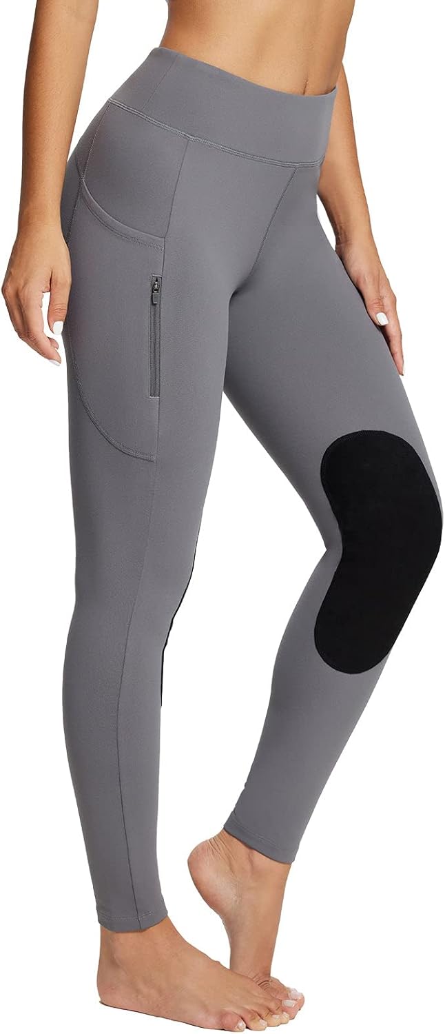 baleaf Damen Reithose Winter Reitleggings Kniebesatz wasserabwiesend Thermoleggings gefüttert mit Ha