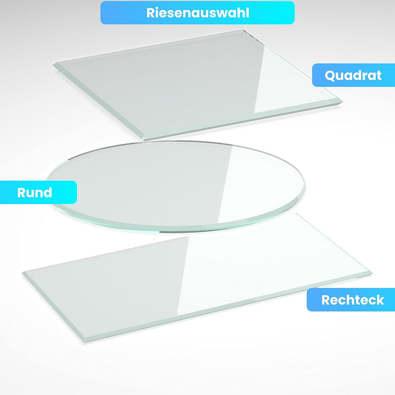 bijon Glasplatte Tisch ESG Sicherheitsglas Rechteck - Für Esstisch, Couchtisch, Gartentisch, Schreib