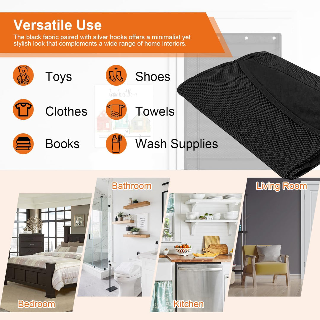 2 Stück Tür Organizer Hängend mit 4 Netztaschen Organizer Hängend mit 4 S-Förmigen Haken Türorganize