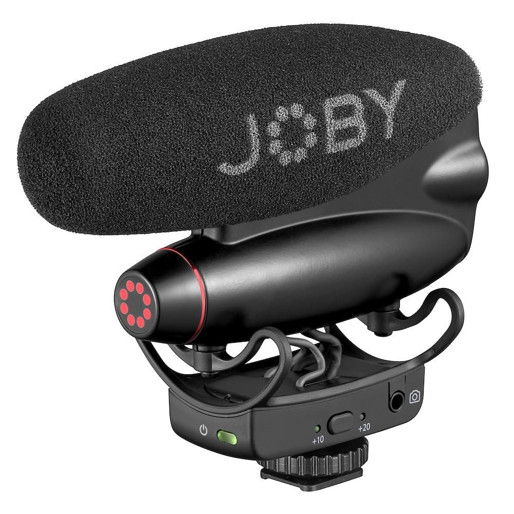 Joby Wavo PRO DS Professionelles Richtmikrofon zur Kameramontage, Rycote-Dämpfungshalterung, Low-Cut