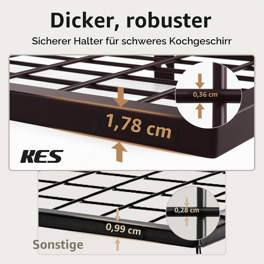 KES Ölbronze Doppel Küchenregal Pfannenhalter Küchenutensilienhalter Küche Pfannenhalter mit 12 Hake