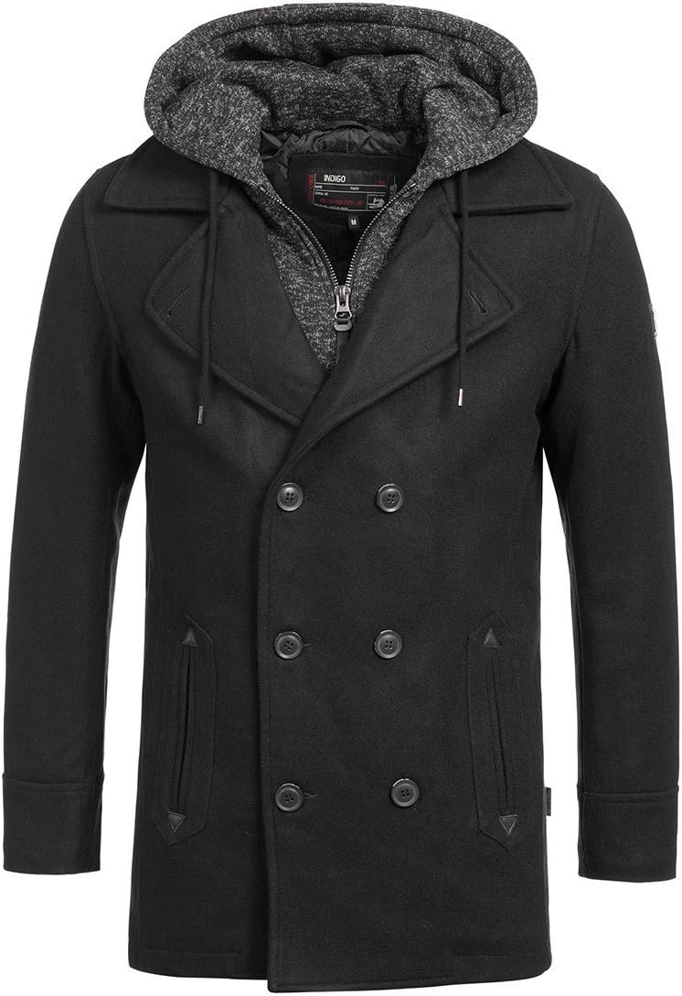 Indicode Herren Cliff Kurzmantel mit Stehkragen | Wollmantel Herrenmantel Mantel S Schwarz, S Schwar