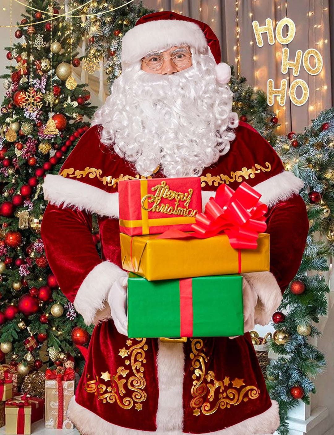 Boveco Weihnachten Weihnachtsmann Kostüm für Männer Erwachsene 12pcs Santa Anzug Deluxe Professional