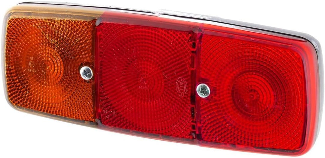 HELLA - Heckleuchte - Glühlampe - 12/24V - Anbau/geschraubt - Lichtscheibenfarbe: rot/gelb - Stecker