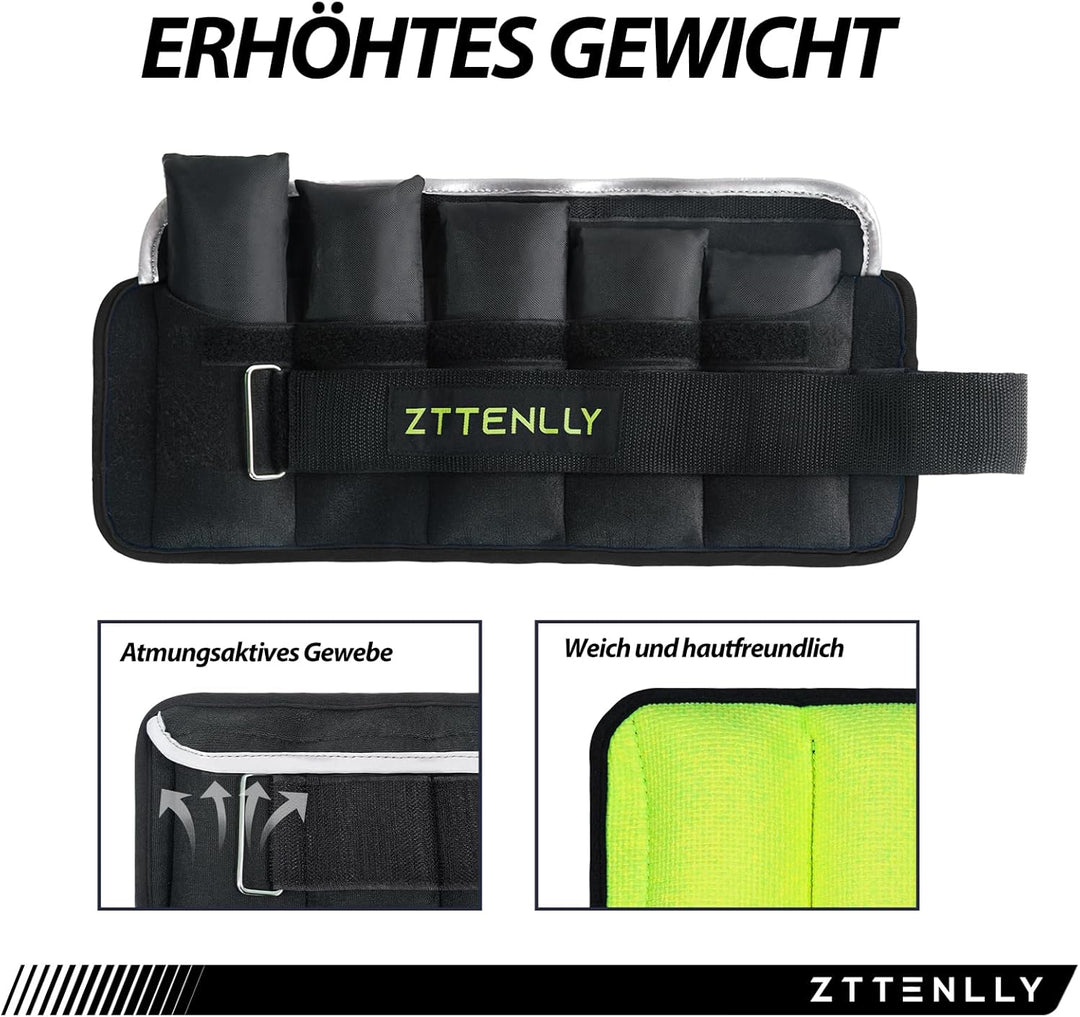 Gewichtsmanschetten für Knöchel & Handgelenk - Verstellbar （0.45-9 kg/Paar), Atmungsaktives Merceriz