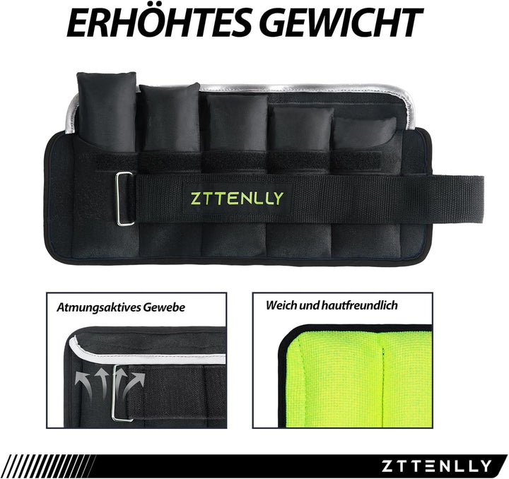 Gewichtsmanschetten für Knöchel & Handgelenk - Verstellbar （0.45-9 kg/Paar), Atmungsaktives Merceriz