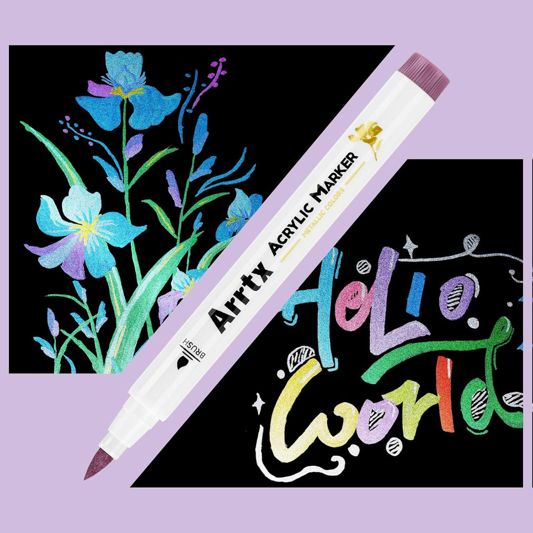 Arrtx Metallic-Acrylfarbstifte, 30 Farben wasserfeste Acrylmarker zum Bemalen von Steinen, Keramik,