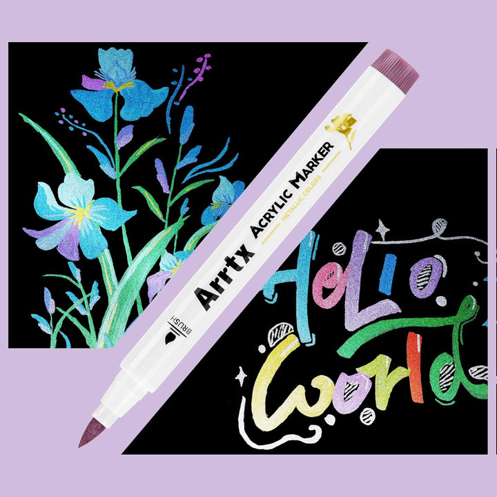 Arrtx Metallic-Acrylfarbstifte, 30 Farben wasserfeste Acrylmarker zum Bemalen von Steinen, Keramik,