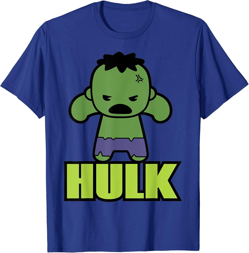 Mens Marvel Hulk The Incredibly Cute Kawaii Pose Graphic T-Shirt XL Baby Blue