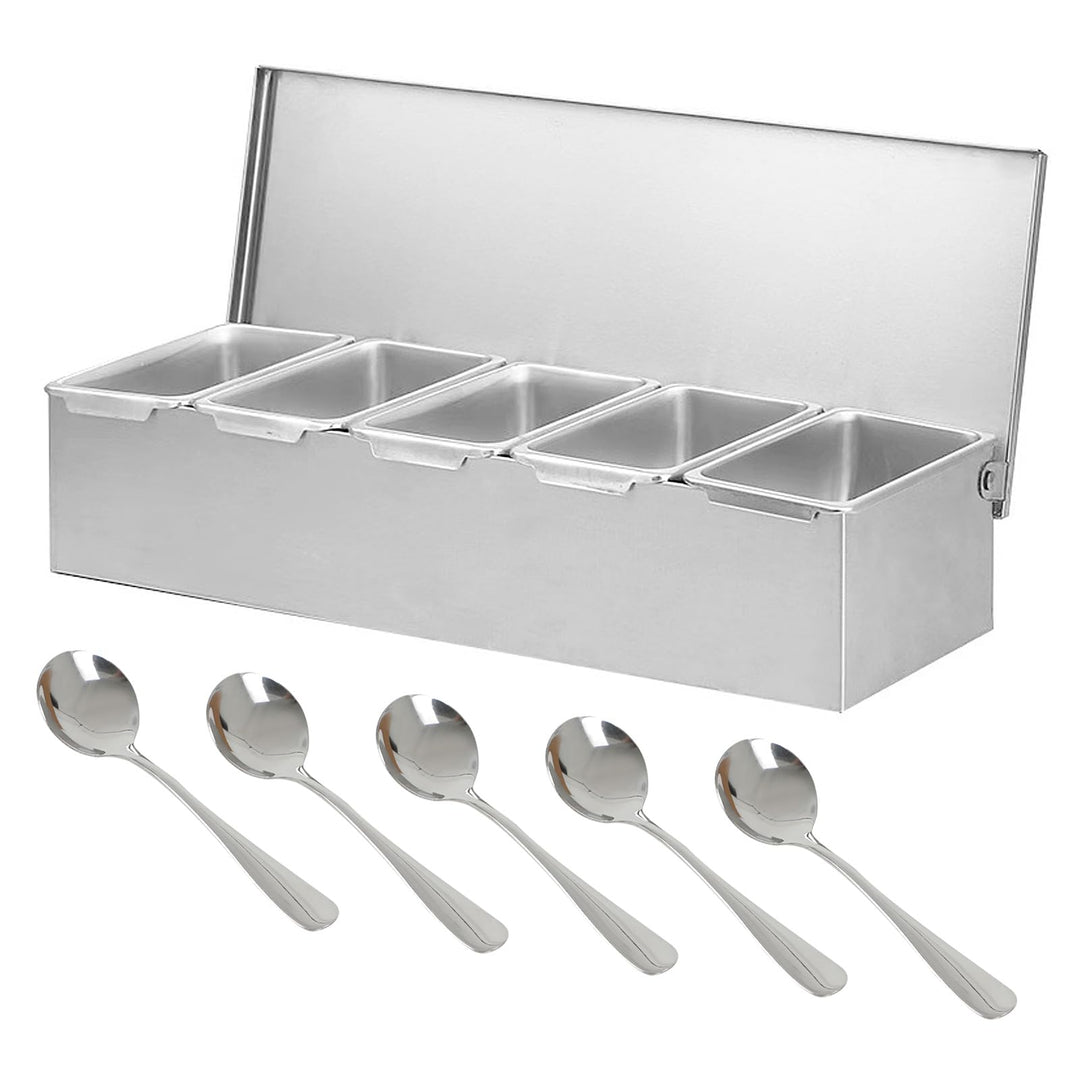 Multi Zutatenbehälter, Edelstahl Behälter Beilagenbehälter mit Deckel, Bar Cocktail Zutatenbehälter