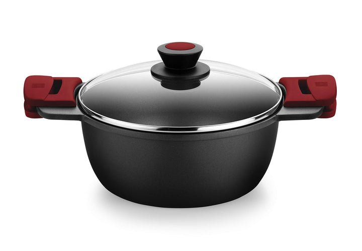 BRA Premiere | Hoher Kochtopf 24 cm, Aluminiumguss, dreischichtige, verstärkte Antihaftbeschichtung,