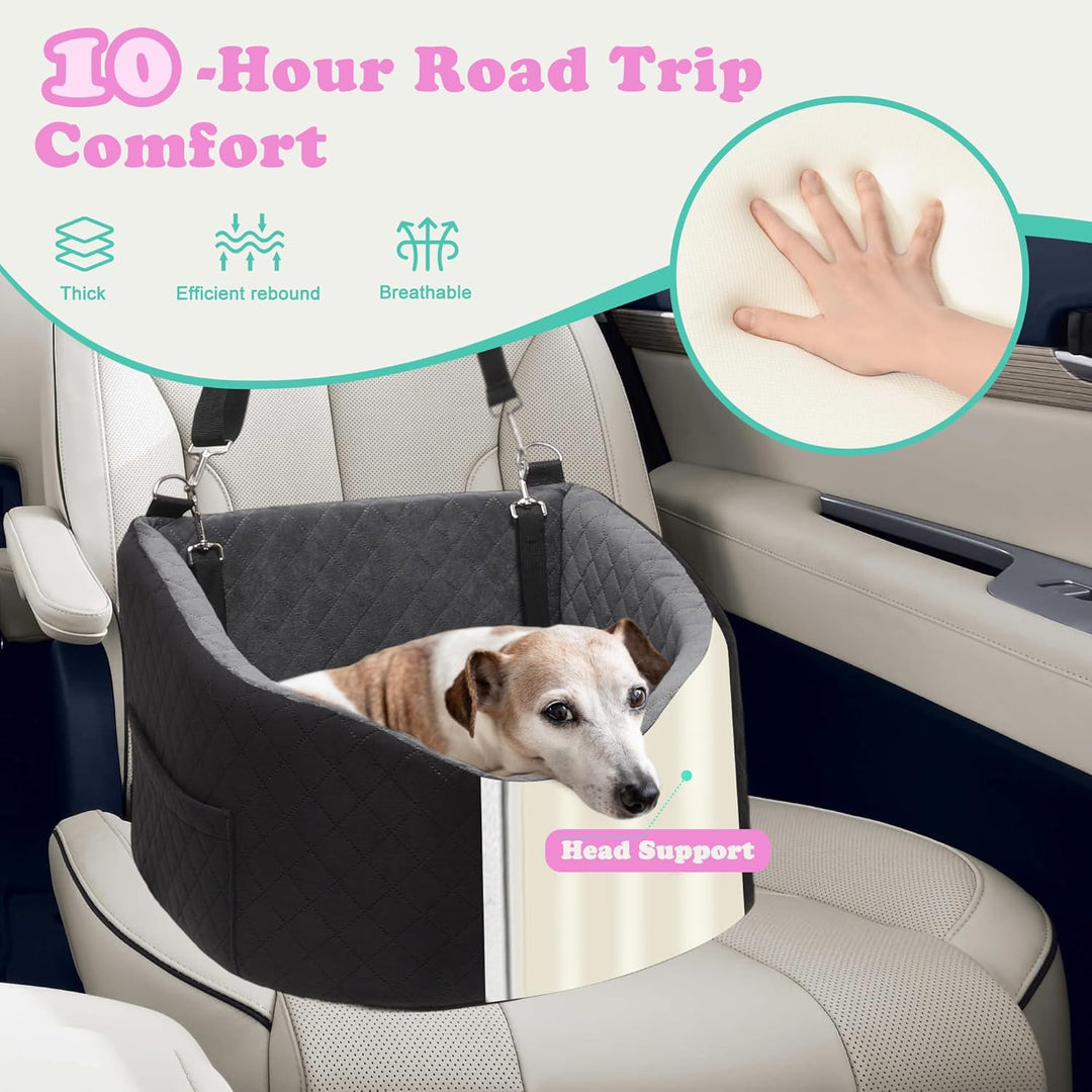 Hunde Autositz für Kleine Hunde – Crash-Schutz, Anti-Rutsch, Schützt Autoinnenraum, Abnehmbar & Wasc