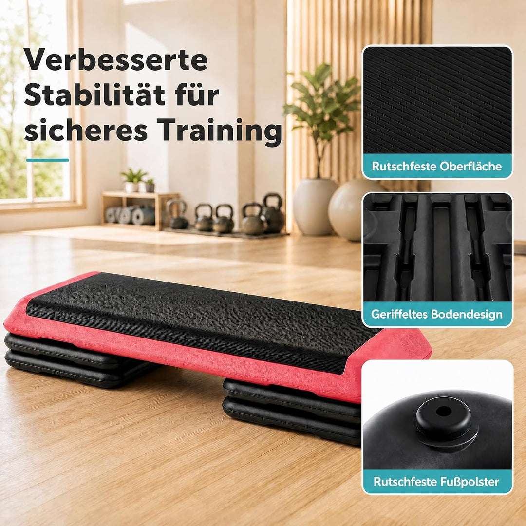 GYMAX Steppbrett Professional, 3 - Fach höhenverstellbar | Aerobic Stepper mit rutschfester Oberfläc
