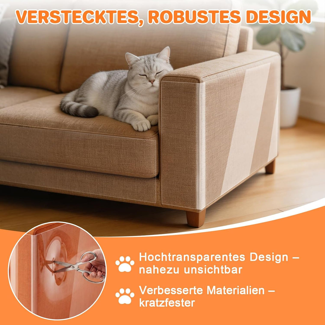 ETACCU Kratzschutz Sofa Katze, 3 mm Dicke, 40cm x 5 m | Kratzfolie Katzen Selbstklebend , 0,3 mm PVC