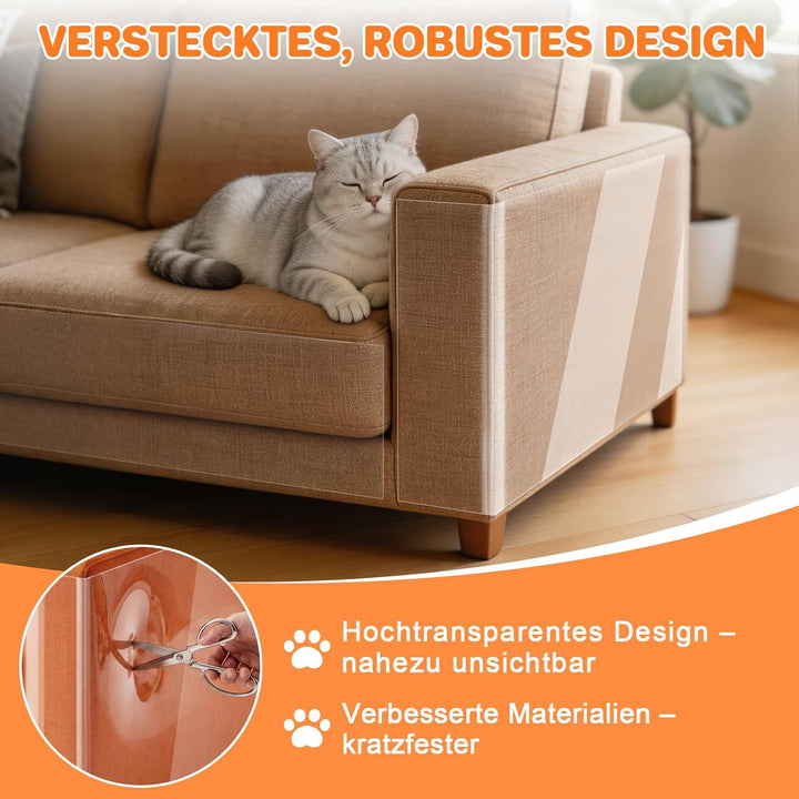 ETACCU Kratzschutz Sofa Katze, 3 mm Dicke, 40cm x 5 m | Kratzfolie Katzen Selbstklebend , 0,3 mm PVC