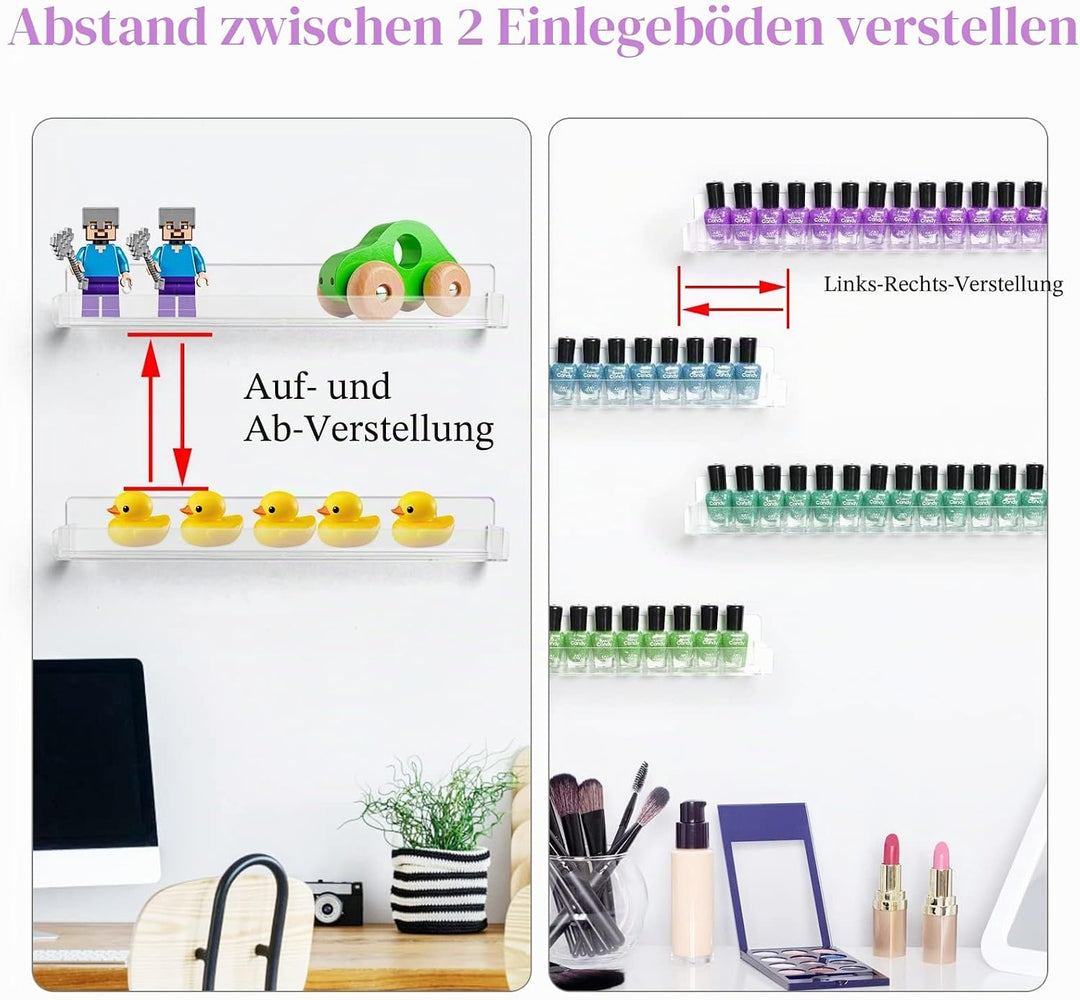 6 Stück Acryl Nagellack Regal Wand, Nagellack Aufbewahrung Wand Wandregal für Nagellackaufbewahrung,