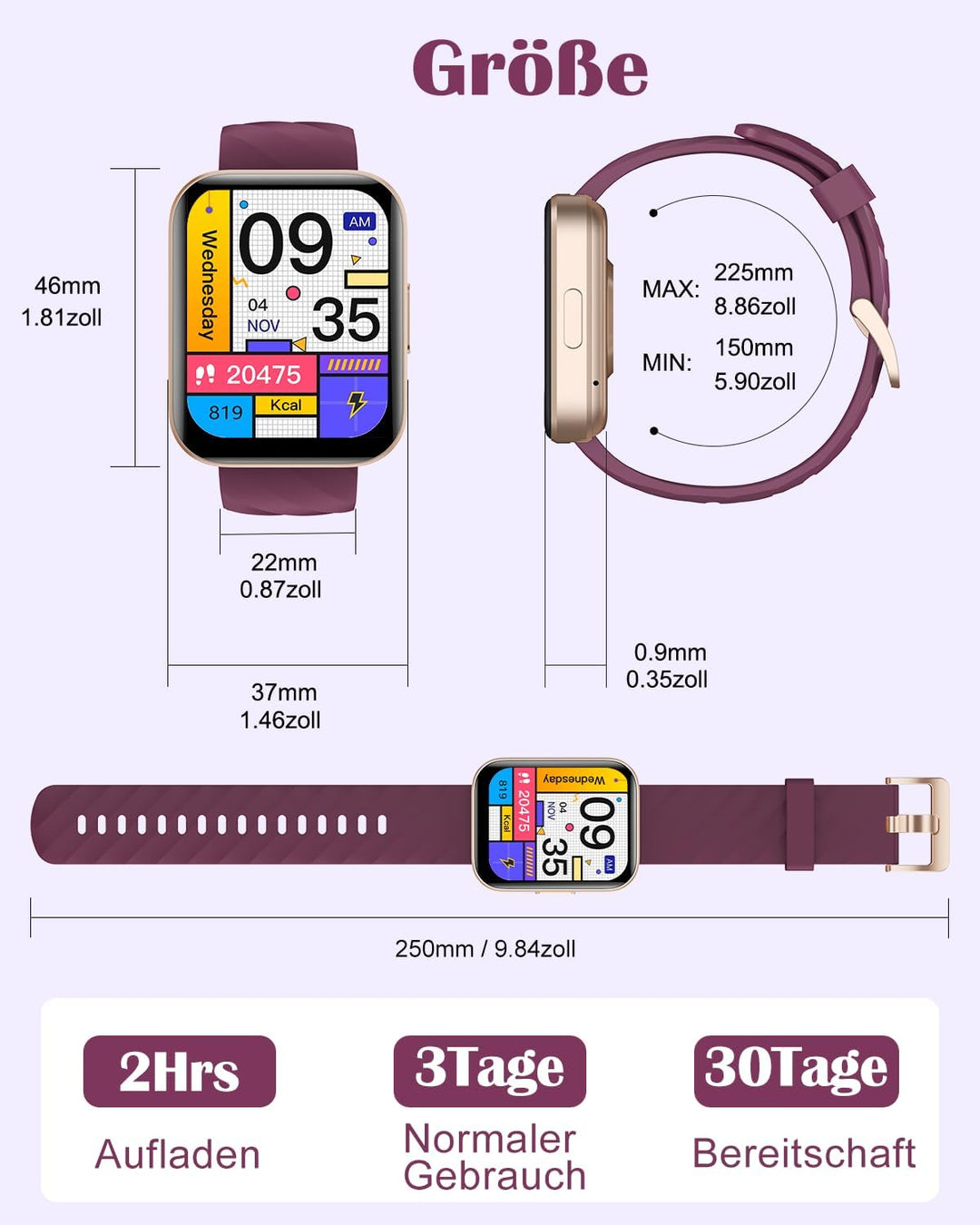 RUIMEN Smartwatch Damen Herren mit Telefonfunktion Fitnessuhr Schrittzähler Uhr mit Pulsmesser SpO2