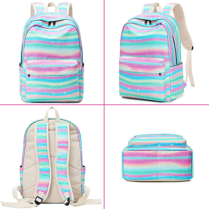 Xinveen Rainbow Backpack Twinkle School Bag Lightweight Laptop Backpack Multifunction Travel Daypack