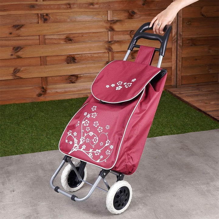 Einkaufstrolley Einkaufsroller Einkaufswagen Einkaufstasche auf Rollen weinrot 30 L 25 kg