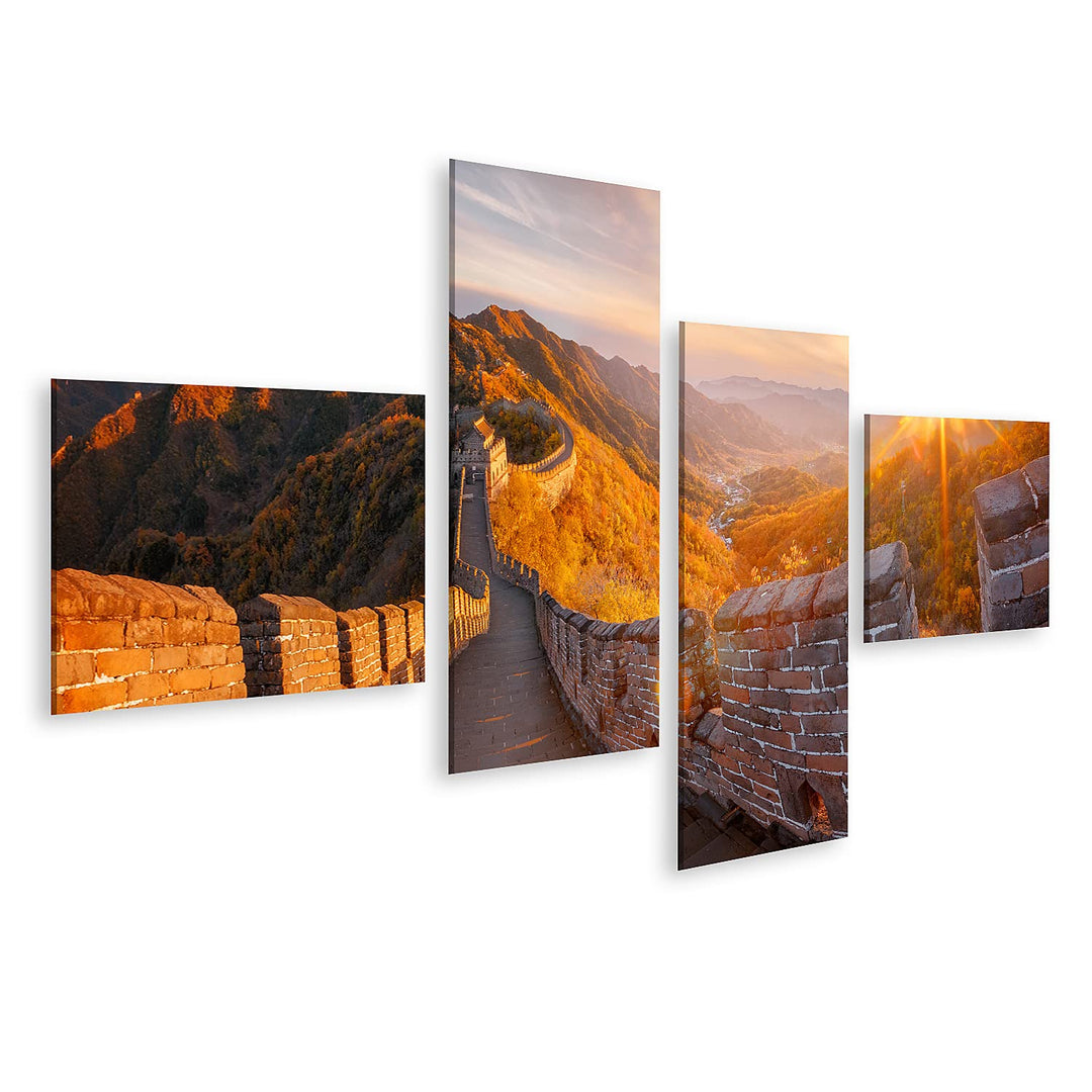islandburner Bild auf Leinwand Chinesische Mauer China Herbst Bilder Wandbilder Poster Leinwand 150x