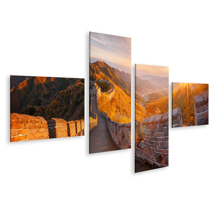 islandburner Bild auf Leinwand Chinesische Mauer China Herbst Bilder Wandbilder Poster Leinwand 150x