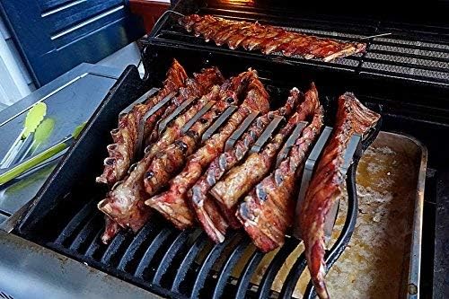 Edelstahl Spareribs Halter für BBQ-Profis in Zwei Grössen (330mm / 9 Spareribs), 330mm / 9 Spareribs
