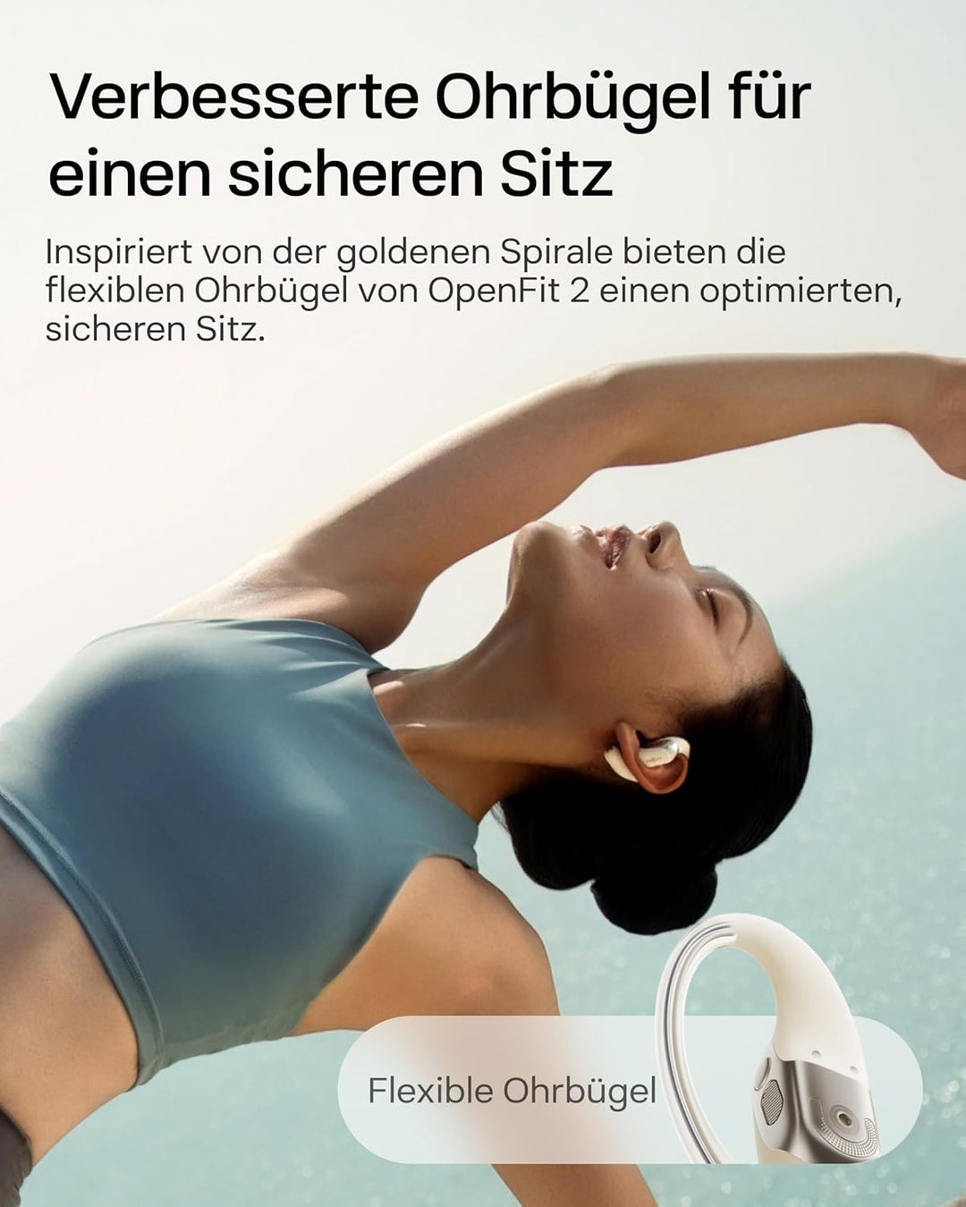 SHOKZ OpenFit 2 Open-Ear-Kopfhörer, True-Wireless-Bluetooth-Ohrhörer mit Mikrofon, Ohrbügel-Open-Ear